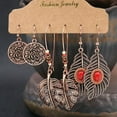thumbnail image 1 of GKNET 3 Pairs Boho Gypsy Earrings Set Women Ethnic Tassel Ear Hook Drop Dangle Jewelry-24-3Pairs Gold Flower, 1 of 9