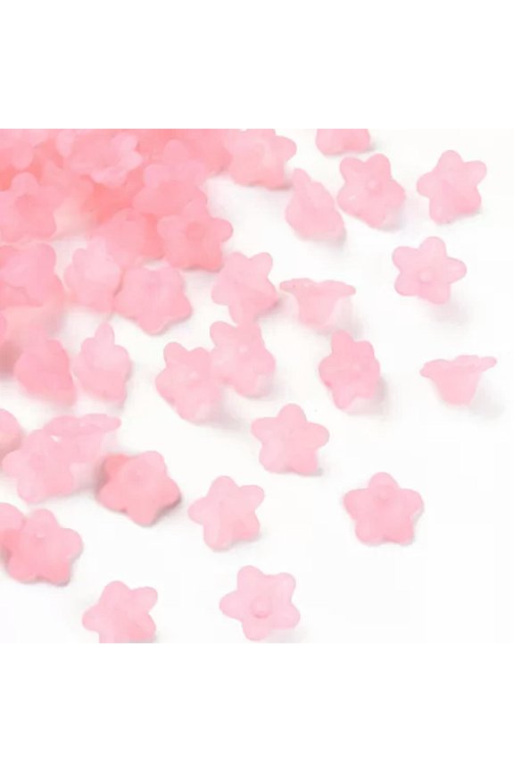 300-500pcs Acrylic Bead Caps Flower Frosted Charms 10x5mm for Necklace Earring-Pink (420pcs)