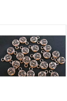 300 Pcs Antiqued copper Color Metal Smile face charms 11mm For Delicate Jewelry Making
