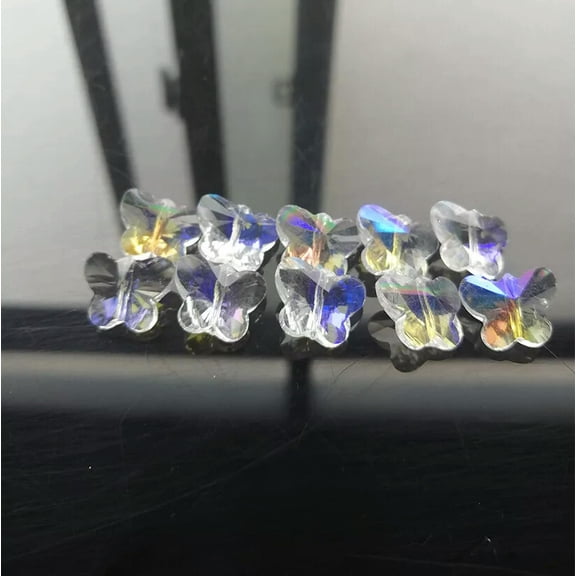 GKNET 30PC AB Butterfly Crystal Beads Pendant Connection Suncatcher Faceted Hanging