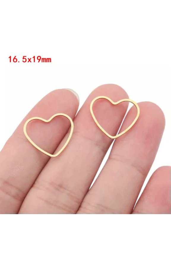 30X Raw Brass Geometric Hoop Earrings Charm Circle Ring Round Connectors Jewelry-Heart