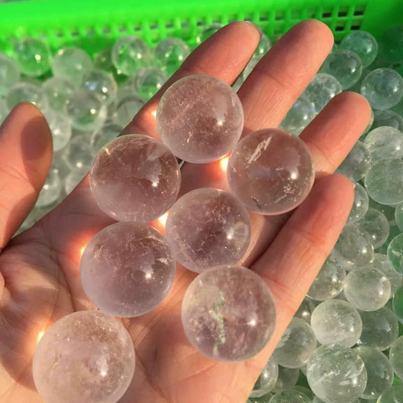 GKNET 30mm Natural Rock Clear Quartz Crystal Sphere Healing Gemstone Round Ball + Base