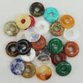 thumbnail image 1 of GKNET 30pcs Natural Mixed Gogo Donut Round Safety Buckle Stone Beads Hole 18mm Making, 1 of 8