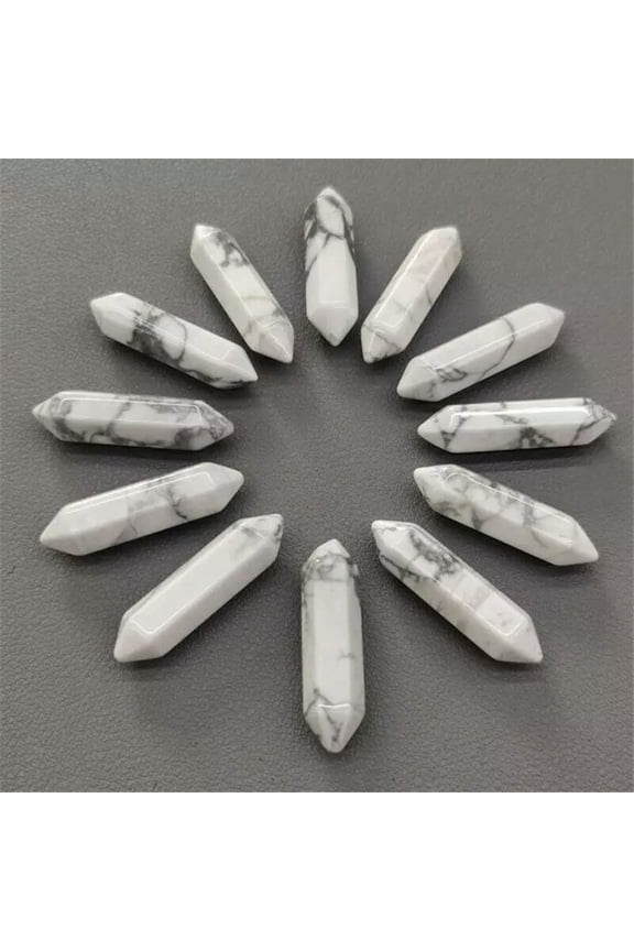 30pcs Natural White Howlite Stone Hexagonal Pointed Pendant Healing No Hole