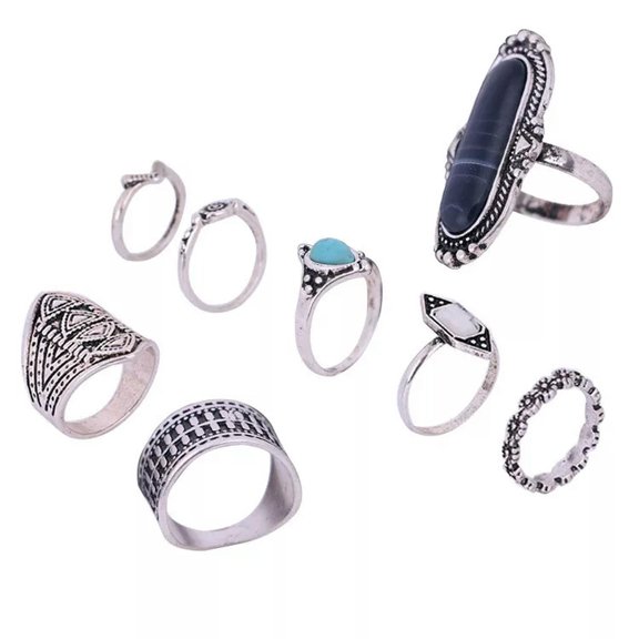 GKNET 32pcs New Fashion Mixed Lots Turquoise Unisex Rings