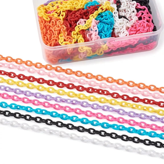 GKNET 36 Strands Plastic Cable Chains 6mm Oval Links Mixed for Glasses Lanyard Chains
