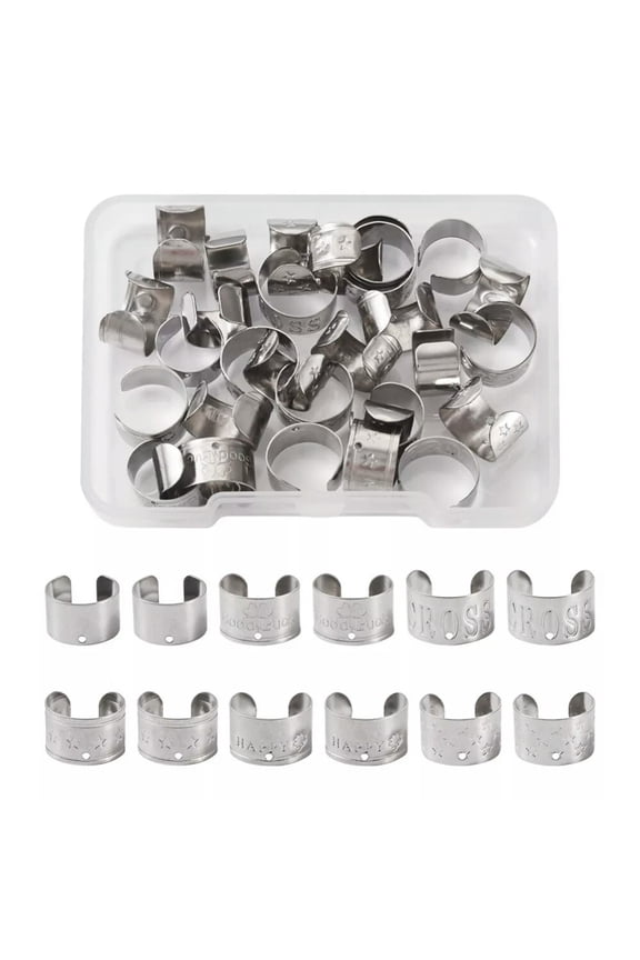 36Pcs Ear Cuff Findings Stainless Steel Non Piercing Earrings Ring with Pattern