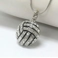 thumbnail image 1 of GKNET 3D Crystal Rhinestone Volleyball Pendant Snake Chain Necklace Unisex Jewel_tu, 1 of 6