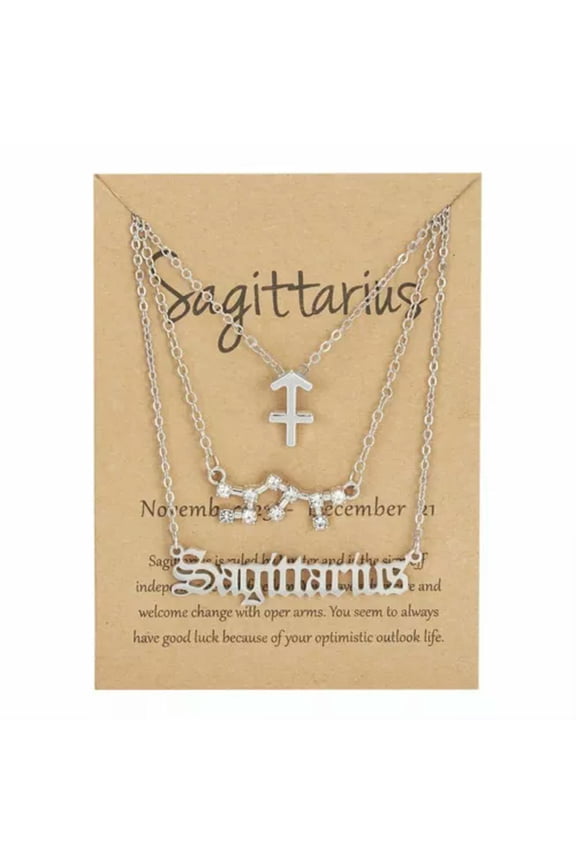 3pcs 12 Constellation Zodiac Sign Charm Pendant Necklace Chain Women Delicate Jewelry New-3pcs Mix Sagittarius