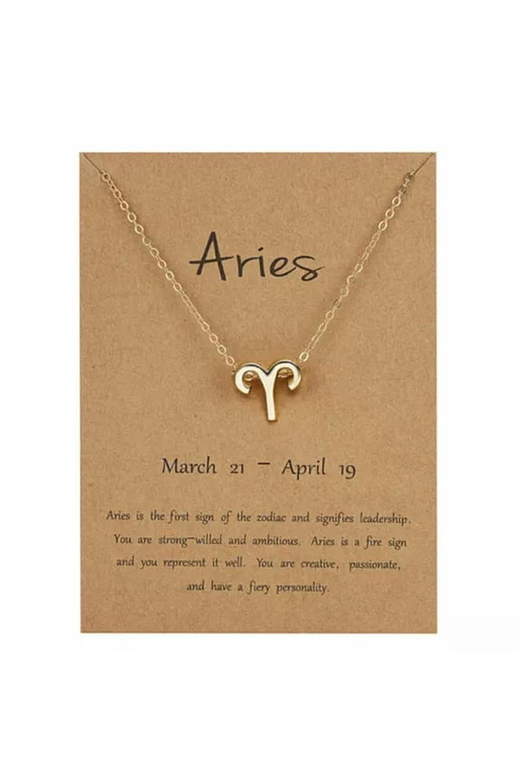 3pcs 12 Constellation Zodiac Sign Pendant Necklace Clavicle Chain Women Jewelry-1pc Simple Aries