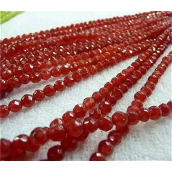 GKNET 4/6/8/10mm Faceted Red Ruby Round Loose Beads Gemstone 15"##ZY351-6mm