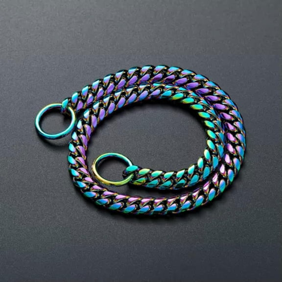 GKNET 4 Colors 10mm Pet P Choke Chain Training Dog Collar Stainless Steel Dog Supplies-24inch-Colorful
