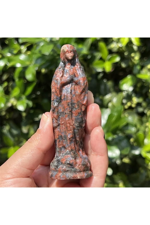 4" Natural Red Spectrolite Virgin Mary Quartz skull crystal skull Healing 1PC