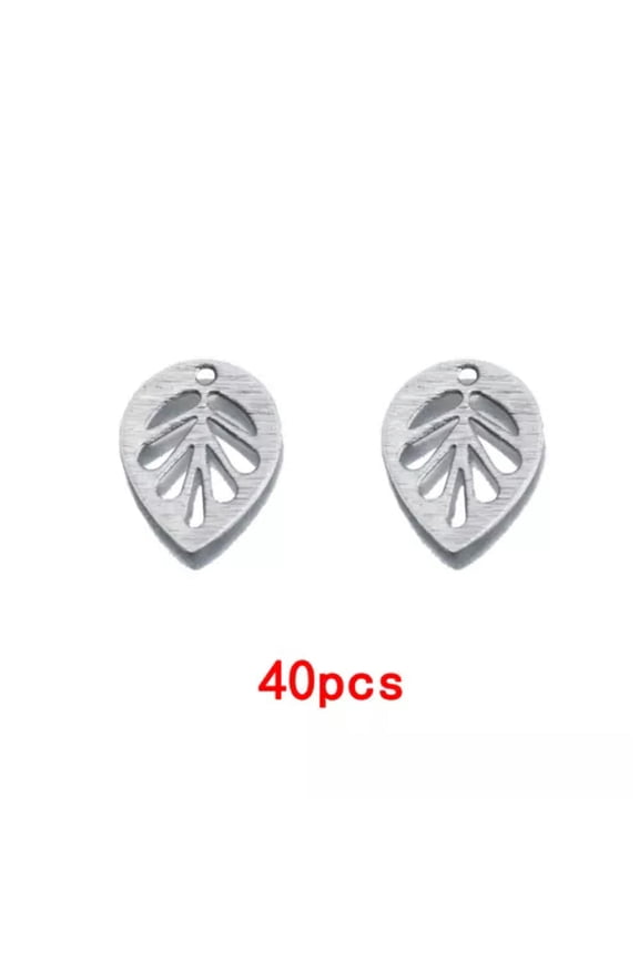 40Pcs Raw Brass Brushed Leaf Charms Pendant For Diy Boho Earrings Delicate Jewelry Making-Leaf Charms