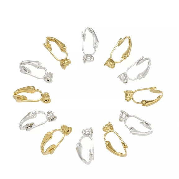 GKNET 40pcs Brass Clip On Earring Converter for Non Pierced DIY Golden & Silver
