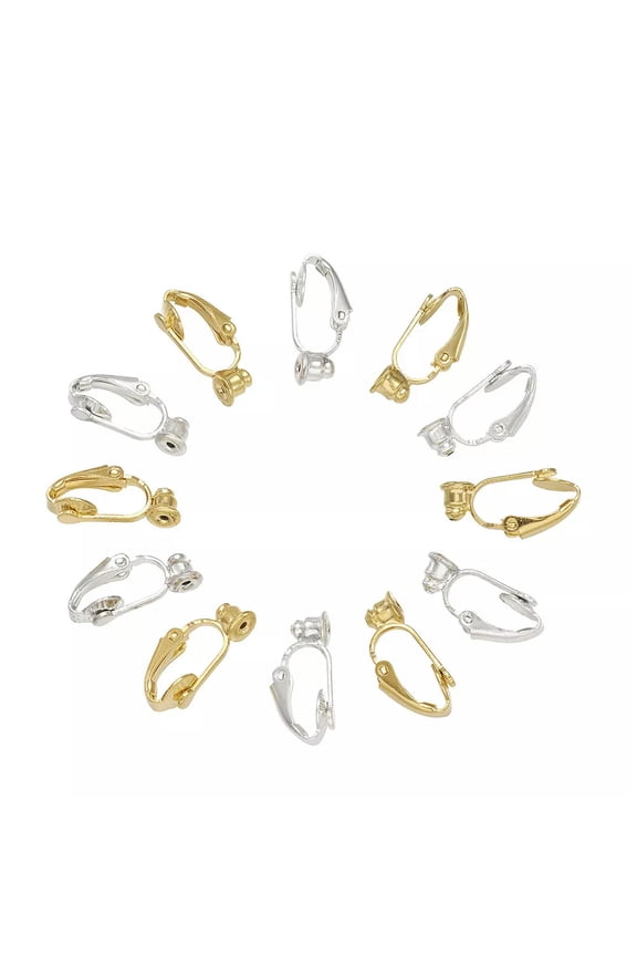 40pcs Brass Clip On Earring Converter for Non Pierced DIY Golden & Silver