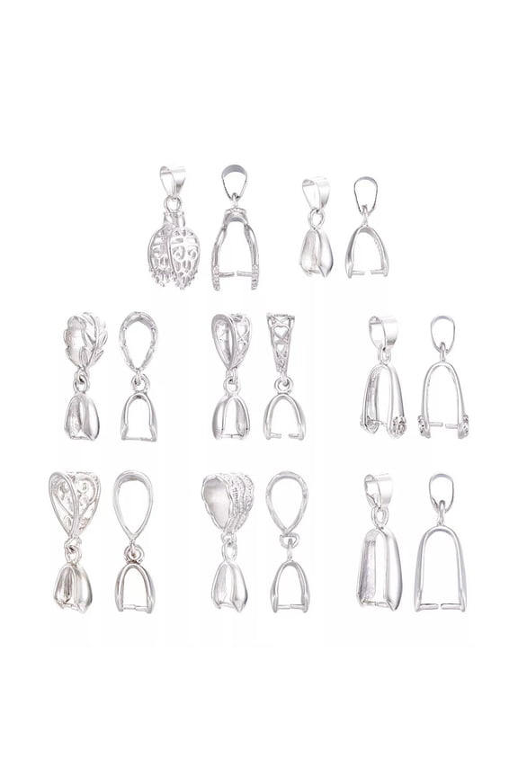 48pcs/box Leaf Ice Pick Pinch Bails Assorted Hangers Charm Pendant Clasps
