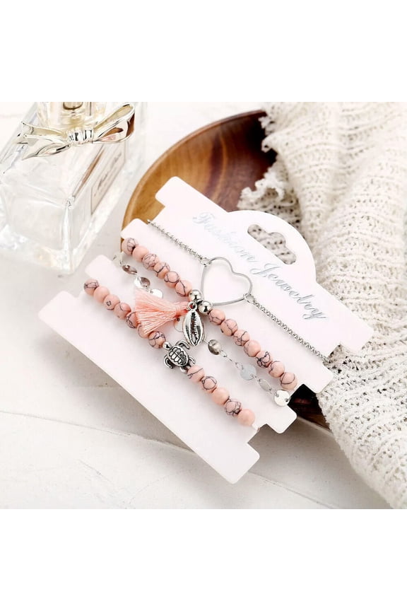 4Pcs/Set Boho Shell Sequin Bead Chain Tassel Charm Bracelet Delicate Jewelry Bangle New