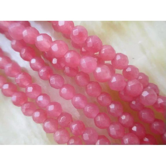 GKNET 4mm Brazil Faceted PINK Ruby Round Loose Beads 15''##HL087