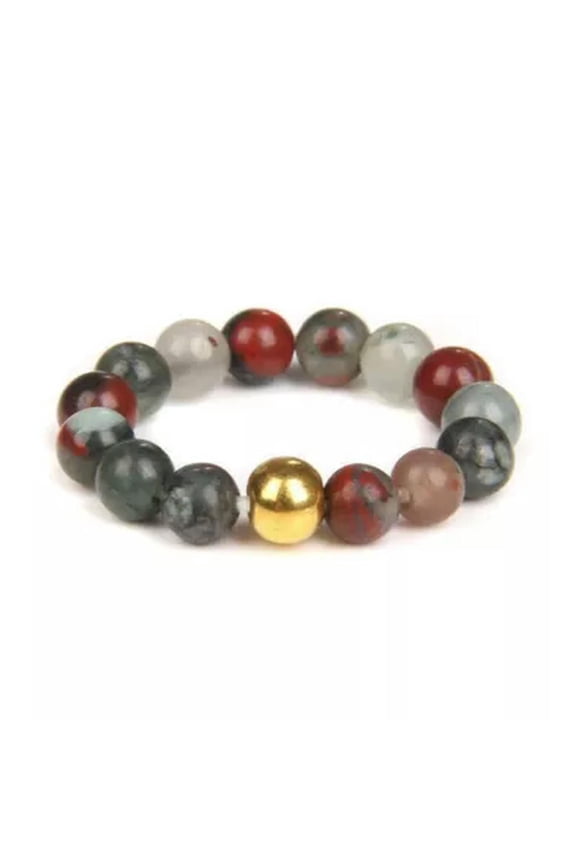 4mm Trendy Handmade Natural Cuboid Gem Beaded Rings for Women Men Delicate Jewelry Party-African Bloodstone