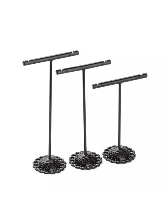 5 Sets T Bar Iron Earring Displays Tree Stand 3 Sizes Ear Stud Display Rack-Black