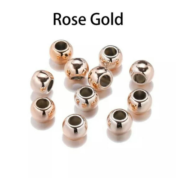 GKNET 50-100pcs Dia 4 6 8 10 12mm Big Hole Beads Spacer Beads for Diy Jewelry-Rose Gold-12mm x 50pcs