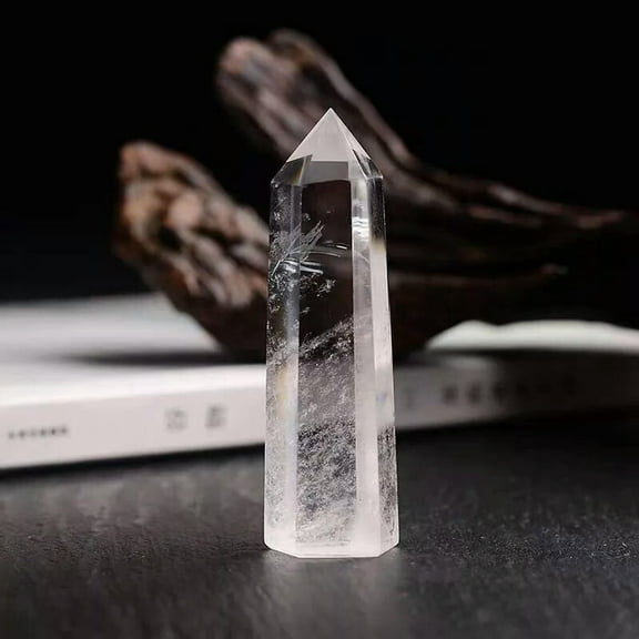 GKNET 50-60mm Natural Clear Quartz Crystal Point Wand Column Healing Chakra Specimen