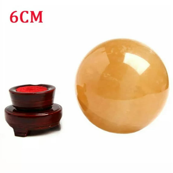 GKNET 50~80mm Natural Citrine Quartz Crystal Sphere Ball Healing Gemstone+Stand New-60mm