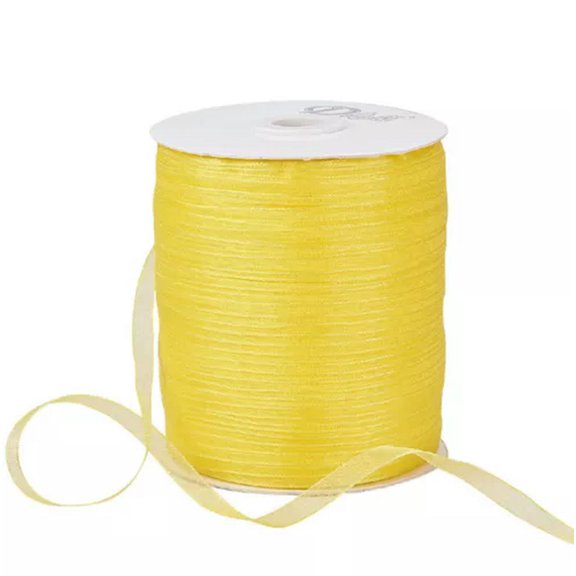 GKNET 500yards/Roll Sheer Organza Ribbon 6mm for Festive Decoration DIY Crafts-Yellow