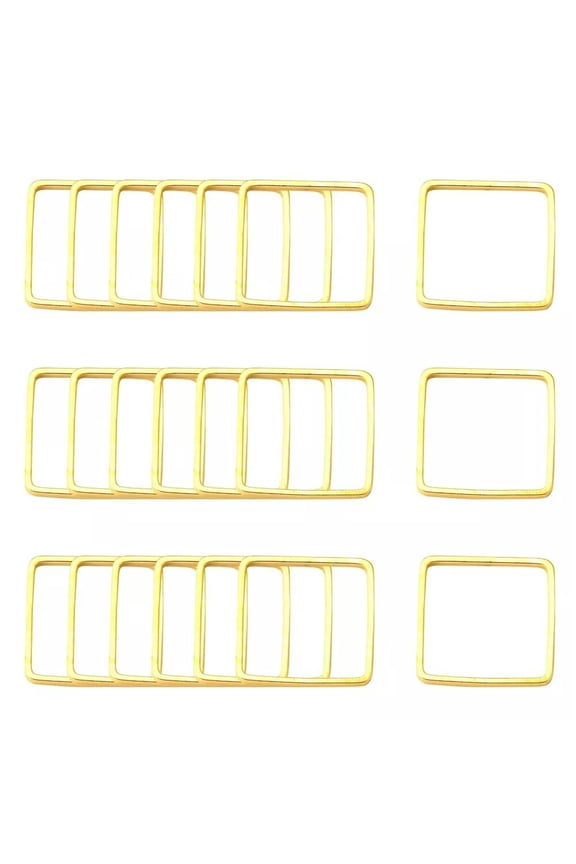 50PC Square Brass Linking Rings Golden 10mm For Delicate Jewelry Charm Connector