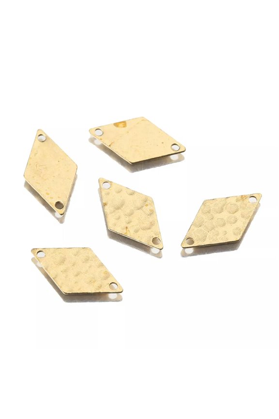 50Pcs Raw Brass Rhombus Connectors Diamond Shaped Charms Diy For Delicate Jewelry Making