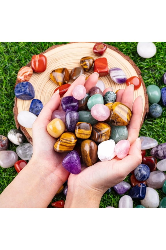 50pcs 15-30mm Tumbled Stones Assorted - Mixed Polished Agate Crystals Blend