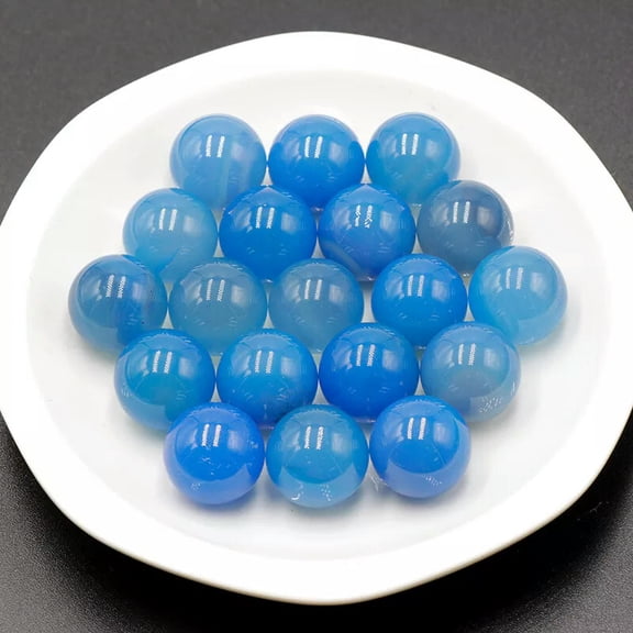 GKNET 50pcs 16mm Ball Natural Blue Agate Stone Sphere Reiki Healing Round Decor Gifts
