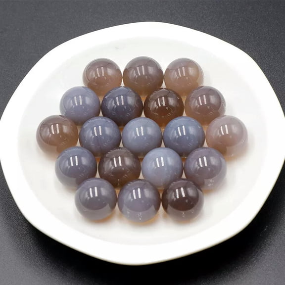 GKNET 50pcs 16mm Ball Natural Gray Agate Stone Sphere Reiki Healing Round Decor Gifts