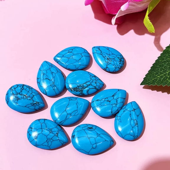 GKNET 50pcs Artificial Blue Turquoise Stone Healing Water Drop for Home Decor 24x17mm