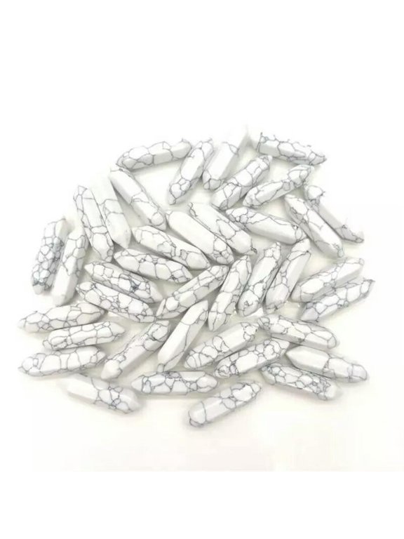 50pcs Artificial White Turquoise Stone Hexagonal Pointed Pendant Healing No Hole
