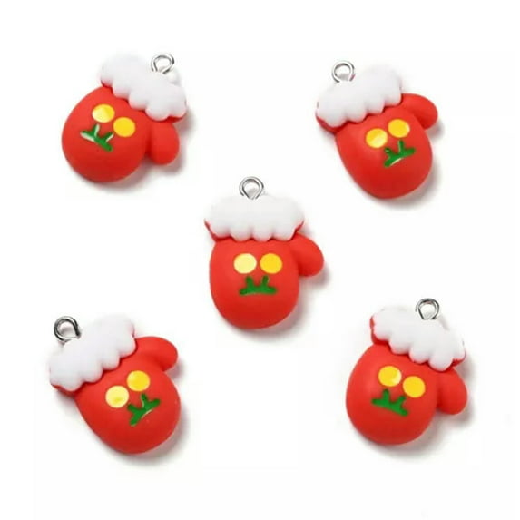 GKNET 50pcs Christmas Theme Opaque Resin Charms Pendants Snowman Hang Ornament-Glove