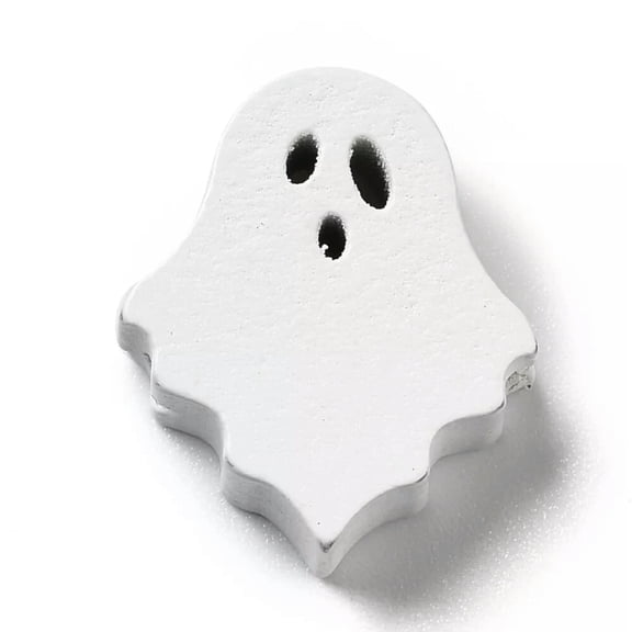 GKNET 50pcs Ghost Wooden Beads White Halloween Theme 24.5x21x8mm for Crafts