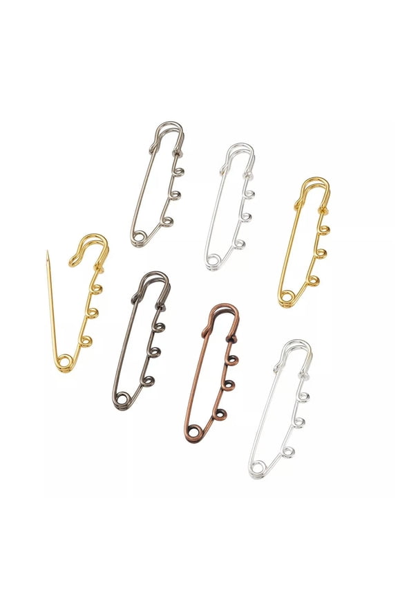 50pcs Iron Brooch Safety Pins Findings 2 Inch Heavy Duty Kilt Pin 3 Holes