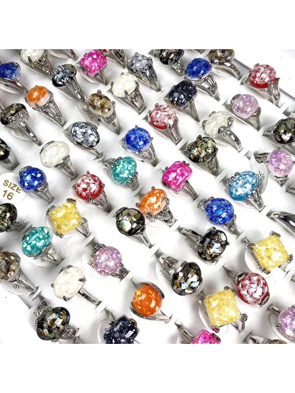 50pcs Lady Delicate Jewelry Wholesale Mixed Lots Charming Style Simple Resin Rings Gifts
