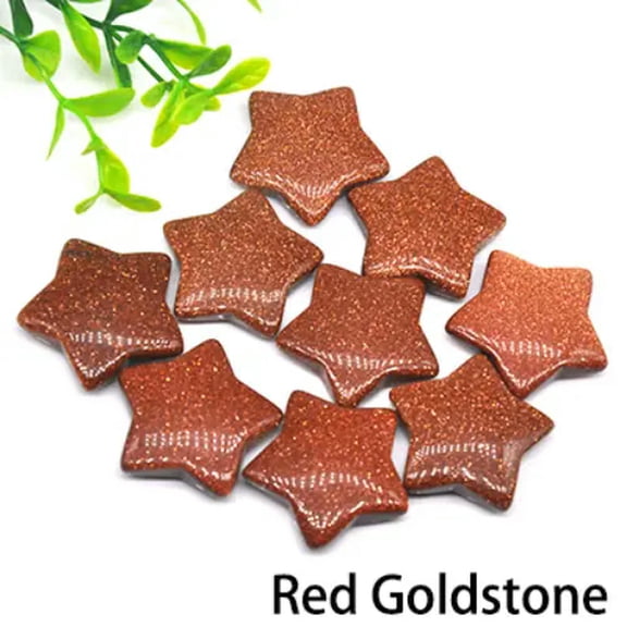 GKNET 50pcs Natural Gold Sand Stone Star Crystal Gemstone Chakra Healing Stone 20mm