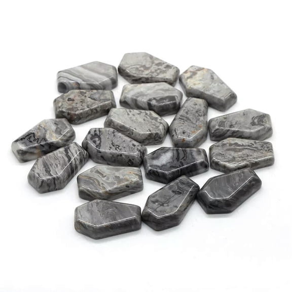 GKNET 50pcs Natural Hand Carved Healing Crystal Map Stone Crystal Coffin Stone