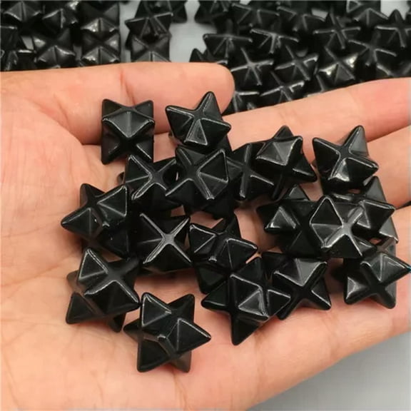 GKNET 50pcs Natural Obsidian Stone Mini Merkaba Star Carved Crystal Reiki Healing