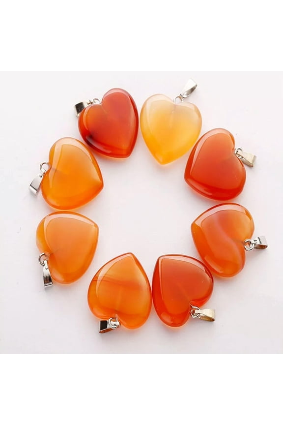 50pcs Natural Red Agate Stone Heart Pendant Bead for Delicate Jewelry Making 20mm