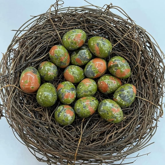 GKNET 50pcs Natural Unakite Stone Crystal Egg Rock Original Stone Ornament