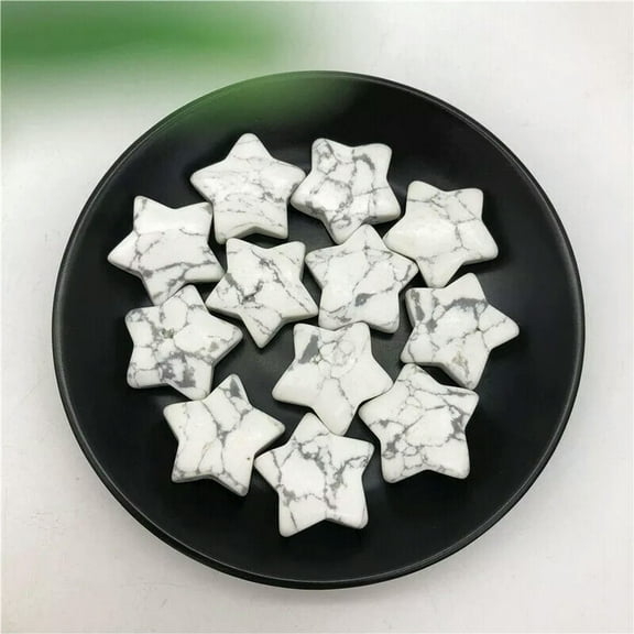 GKNET 50pcs Natural Whte Howlite Stone Star Crystal Gemstone Chakra Healing Stone 20mm