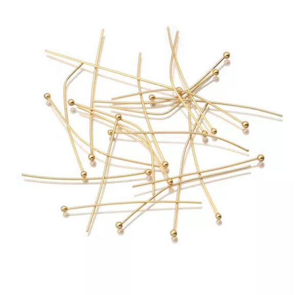 GKNET 50pcs Stainless Steel Gold Plated Length 20 25 30 35 40mm Bead Ball Head Pins-20mm-Gold plated