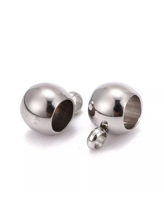 50pcs Stainless Steel Rondelle Hanger Links Bail Beads fit European Chains