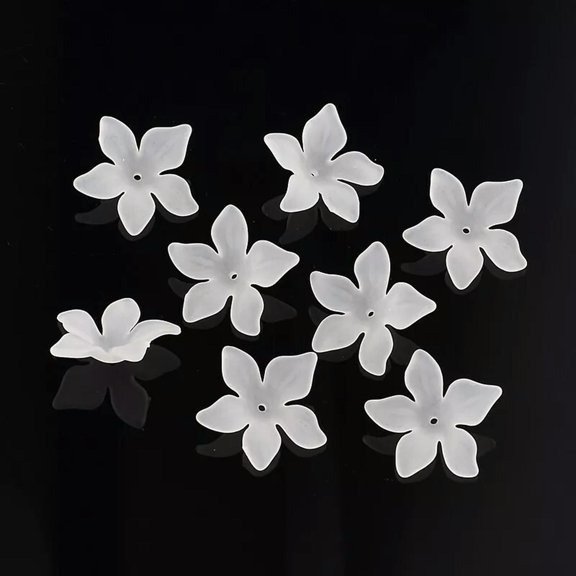 GKNET 50pcs Translucent Acrylic Beads Frosted Flower Bead End Caps Spacer 29x27mm