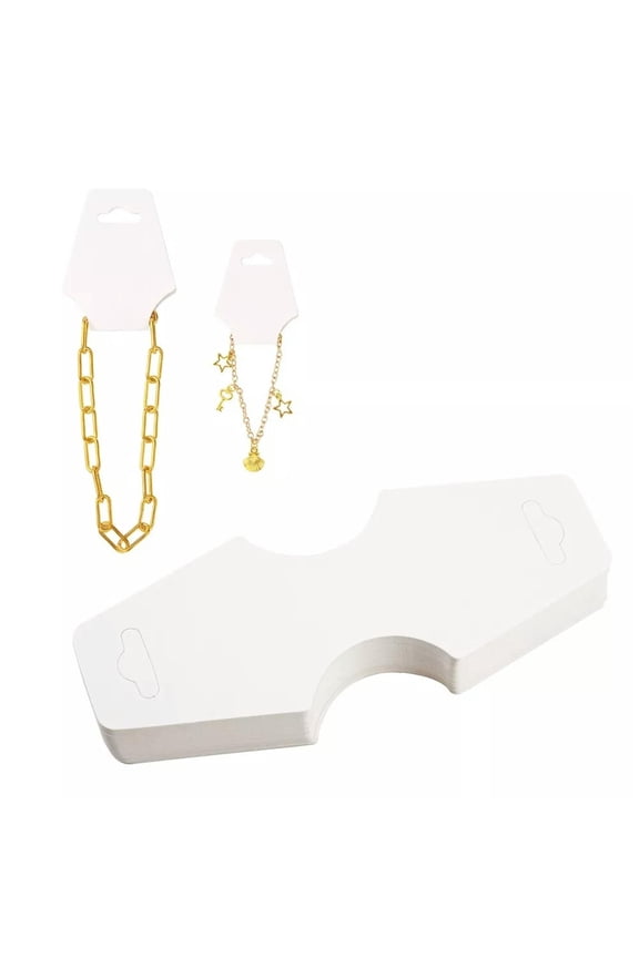 50pcs White Necklace Jewellery Displays Cards 124x51mm Earring Hanging Tags